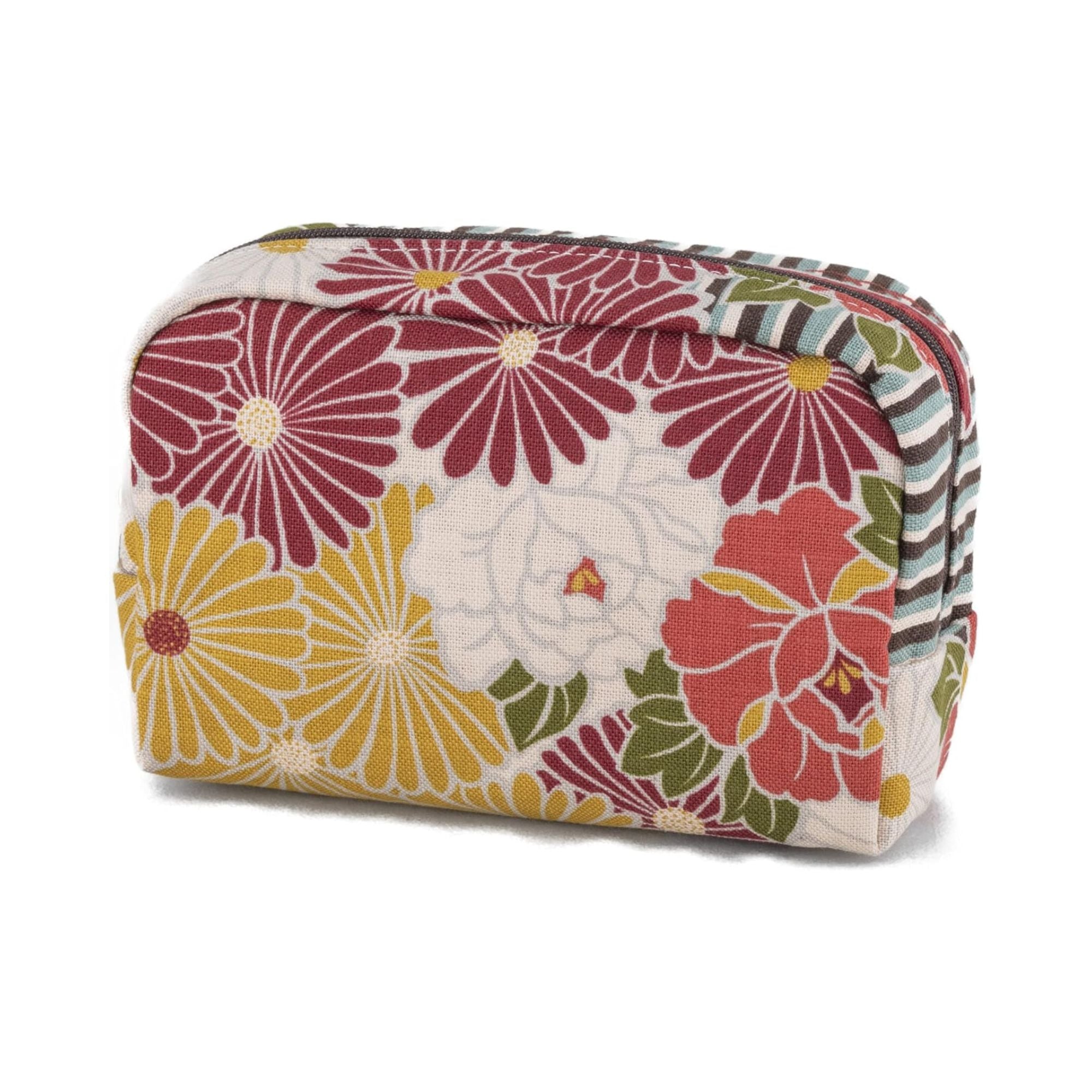 Corazon Japan Makeup Bag (Box Style), Vintage Kimono Flower Design