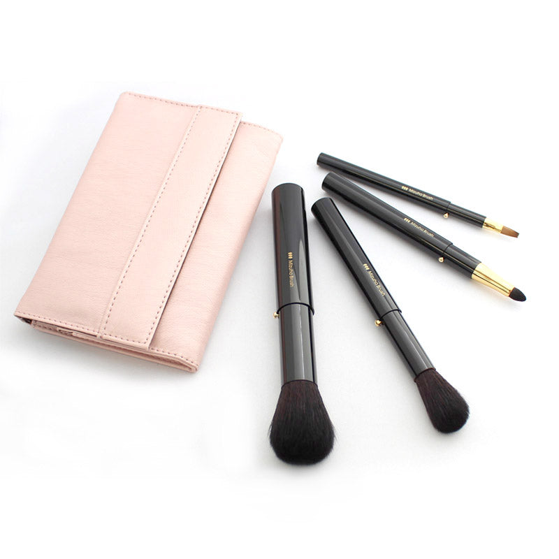 Mizuho KP-SET-K Portable 4-Piece Brush set Black, KP Series - Fude Beauty, Japanese Makeup Brushes