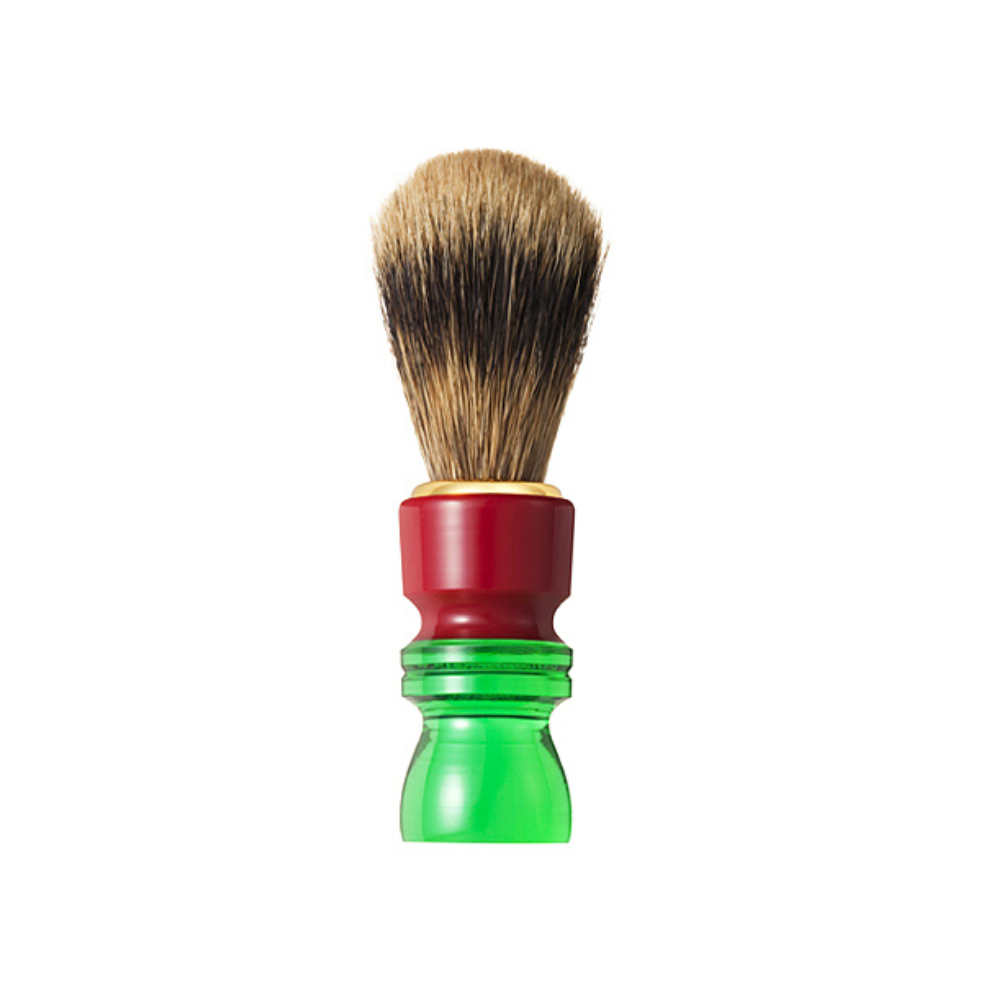 Chikuhodo SH-4 Men's Shaving Brush (Red/Green) - Fude Beauty, Japanese Makeup Brushes