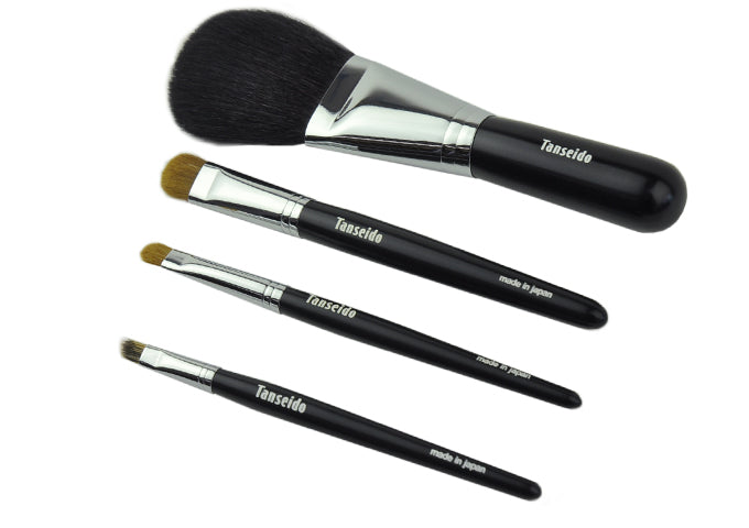 Tanseido 4-Brush Shikkari Set - Fude Beauty, Japanese Makeup Brushes