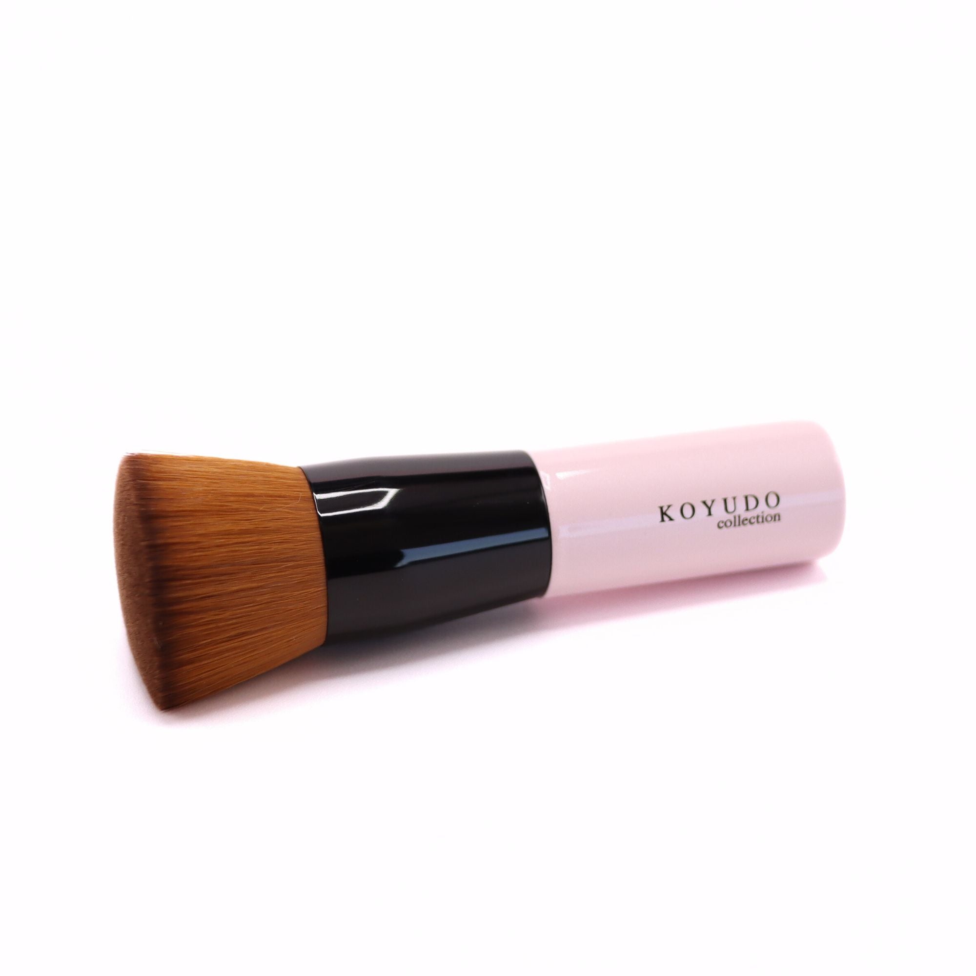 Koyudo F-04 Foundation Brush (Fu-pa03), Pearl Pink/Wine Red Handles - Fude Beauty, Japanese Makeup Brushes