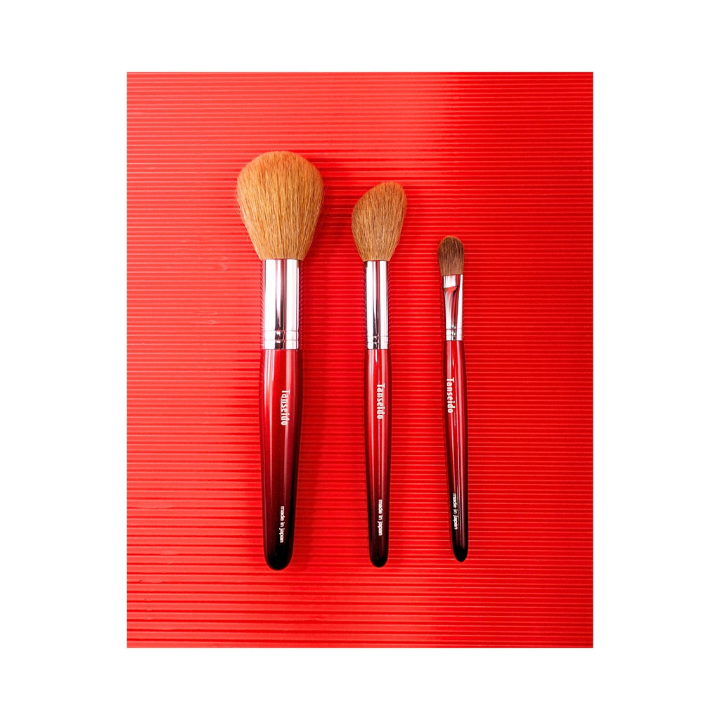 Tanseido AKA 赤 Series 3-Brush Set (Regular Collection) - Fude Beauty, Japanese Makeup Brushes