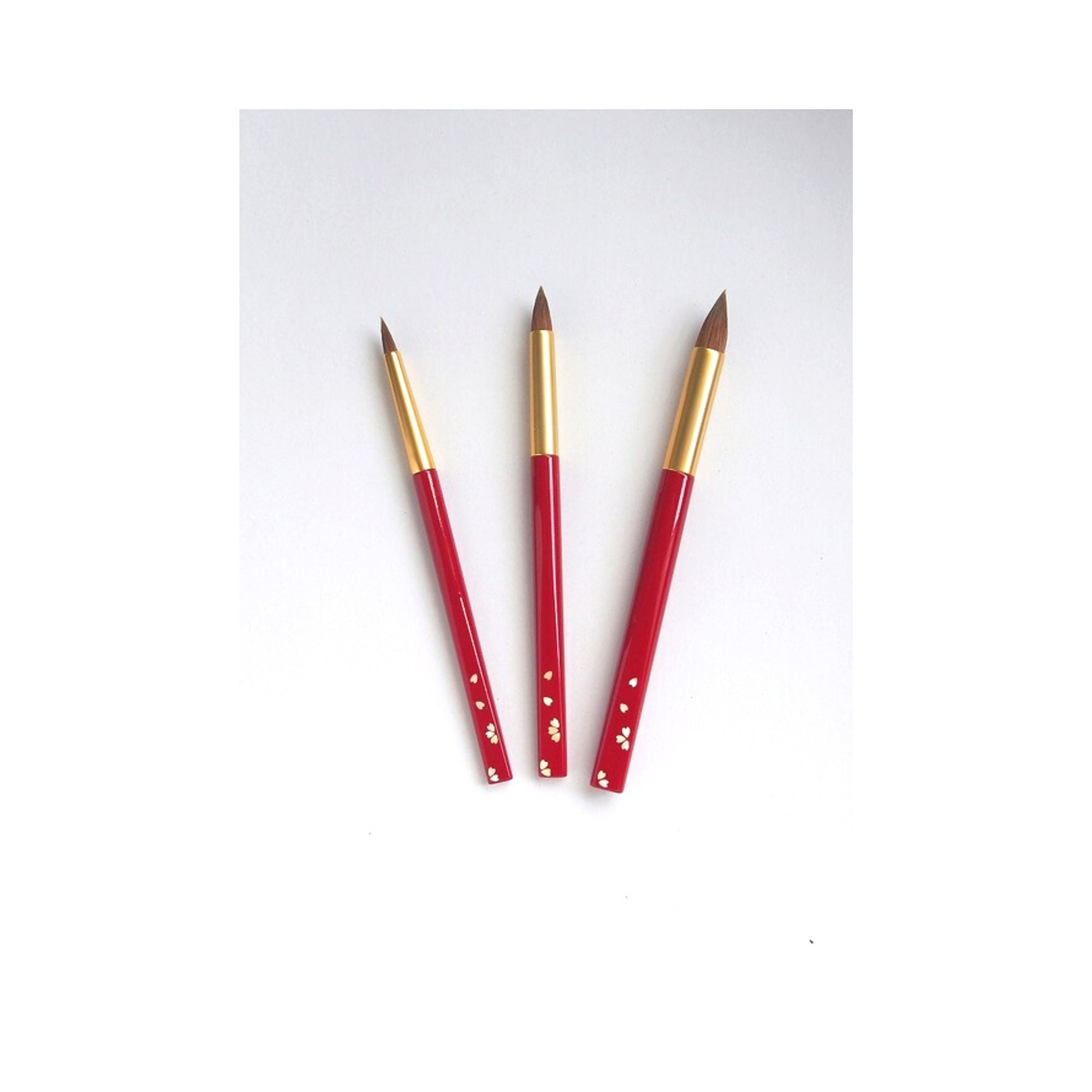 Koyudo Raden Kolinsky Large Eyeshadow Brush, Sakura Petal (Red) - Fude Beauty, Japanese Makeup Brushes
