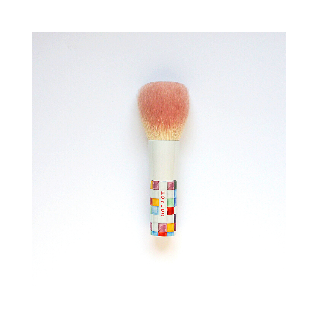 Koyudo Colorful Chequered 'Shikisai Ichimatsu' Face Brush - Fude Beauty, Japanese Makeup Brushes