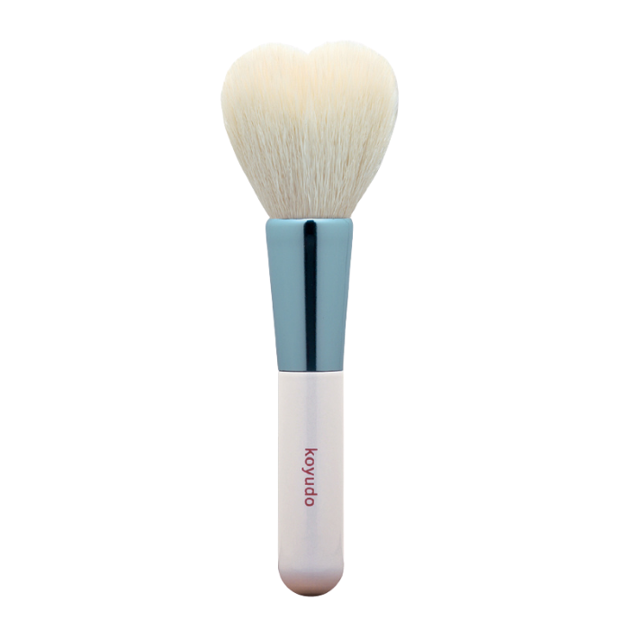 Koyudo H06 Heart-Shaped Cheek Brush (White/Blue) - Fude Beauty, Japanese Makeup Brushes