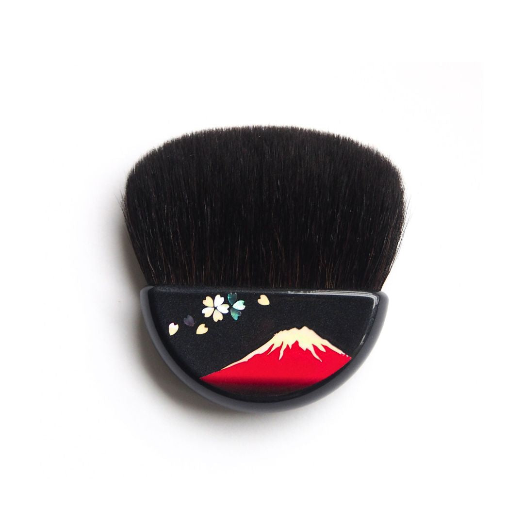 Koyudo Raden Mount Fuji & Sakura Fan Brush (Limited release) - Fude Beauty, Japanese Makeup Brushes