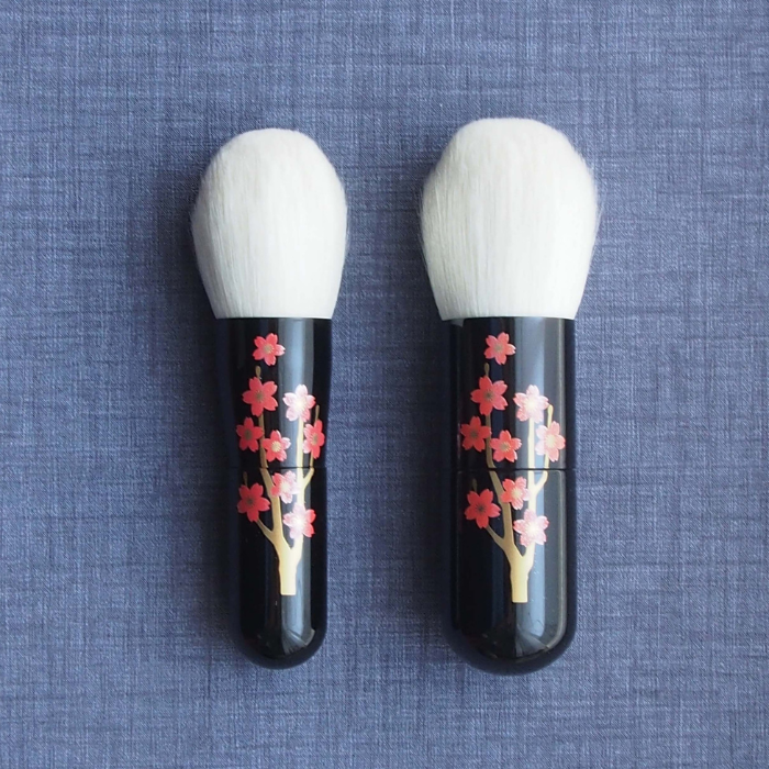 Koyudo Saibikoho Kabuki Small Powder Brush, Sakura Branch - Fude Beauty, Japanese Makeup Brushes