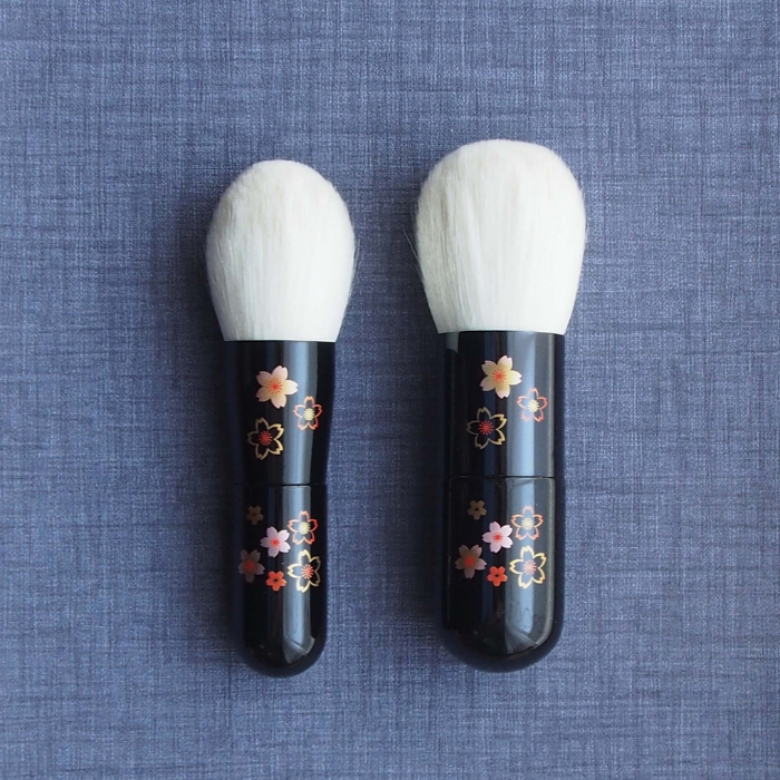Koyudo Saibikoho Kabuki Small Powder Brush, Scattered Sakura - Fude Beauty, Japanese Makeup Brushes