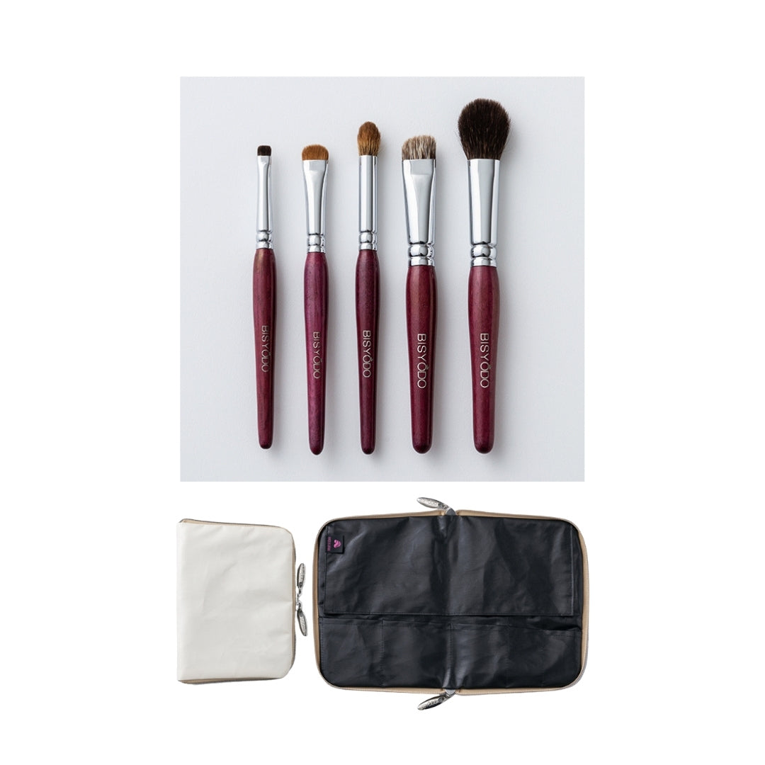 Bisyodo Purpleheart Eye Brush Set (incl. Case, Shampoo, Towel) - Fude Beauty, Japanese Makeup Brushes