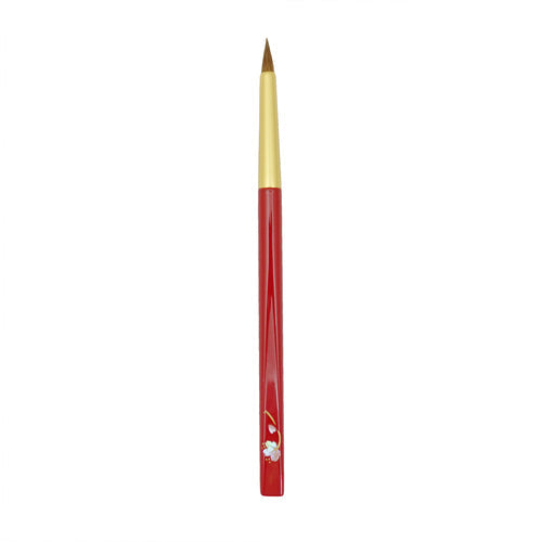 Koyudo Raden Kolinsky Small Eyeshadow Brush, Sakura Design (Red) - Fude Beauty, Japanese Makeup Brushes